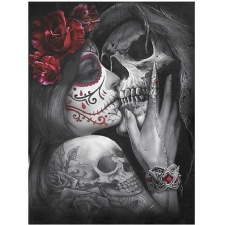 Full 5d Diy Diamond Painting Cross Stitch Love Skull Rhinestone Som På Bilden 1 40x50cm
