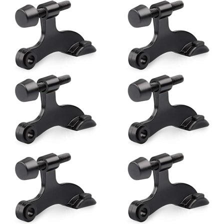 6-pack Dörrstopp med gångjärnstapp, justerbar deluxe kraftig dörrstopp 2-1/2"x1-3/4", med svarta gummistötfångarspetsar