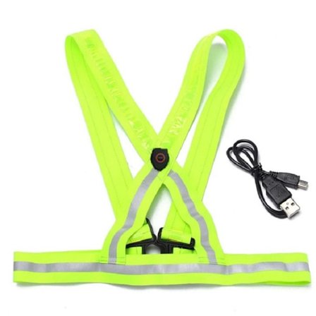 LED utendørs sports nattløping ridning vest elastisk reflekterende klær advarsel vest USB lading lysende stropper