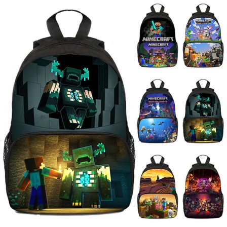 Minecraft Print Kids Backpack Students School Bag Book Bags Travel Backpack för pojkar och flickor[HK] B
