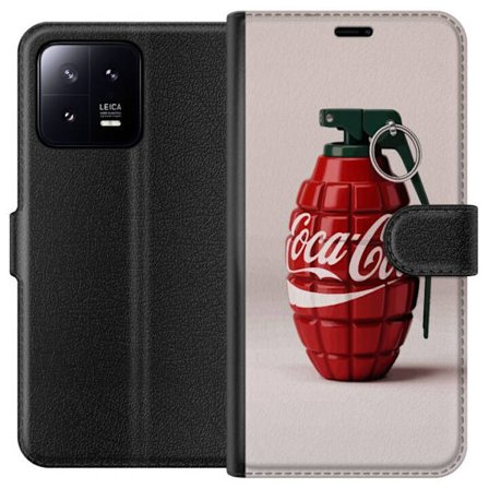 Kompatibelt Lommeboketui til Xiaomi Xiaomi 13 Kunstnerisk illustrasjon av Coca Cola granateple i rødt og grønt, pop art inspirert motiv med lekende