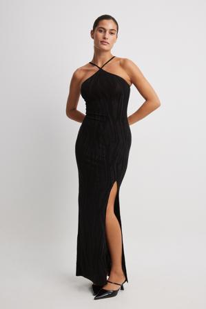 NA-KD Robe longue pailletée en jacquard - Robes de fête - Noir - XX-Large
