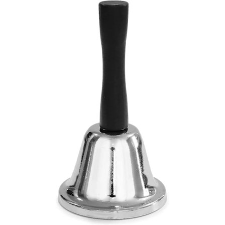 Hånd- og Kaldklokke til Pleje af Syge og Ældre/ Signal til Middag/ Kald til Kæledyr, Sølv, 4.75" Sort Sølv 1stk