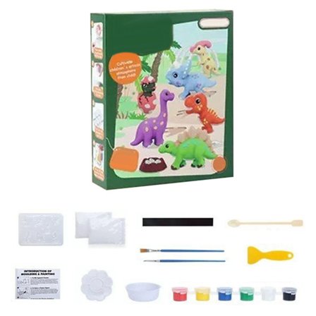 DIY Gipsmaling Dinosaur Skulptur Formsett for Barn Manuell Leke med Pigment