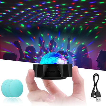 Disco-valo, 3 väriä RGB Mini-yövalo USB-ladattava yövalojuhlat Ohjattu musiikkipallo Kannettavat valot kaikille juhlille ja auton sisustukseen Black-1