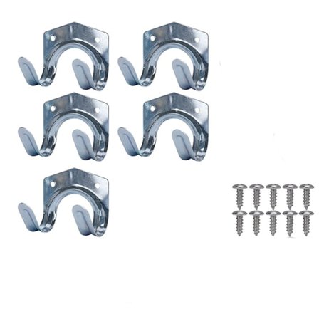 5 stk. Opbevaringskroge, Vægmonteret Haveredskabsholder, Enkelt/Dobbelt Værktøjshylde i Jern til Garage Skur Lager Gård Værksted