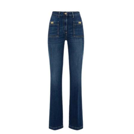 Elisabetta Franchi, Boot-cut Jeans Blauw, Dames, Maat:W27