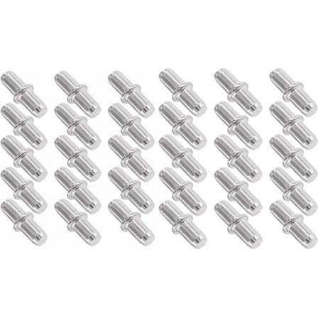30 stk. hyllebærepinner, 5 x 15 mm, hyllebærepinner, metallpinner, pinnfeste for kontor, kjøkkenskap, møbler, kjøkken, garderobe