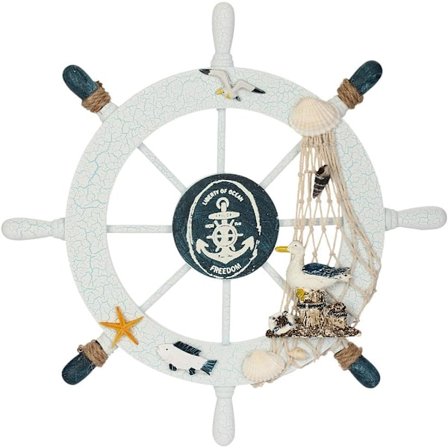 Nautisk Strand Trebåt Styrehjul Fiskegarn Skjell Hjem