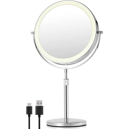 10X Suurennuspeili Meikille Valolla, 8,5 Tuuman Kaksisivuinen Kääntymätön Peili Korkeussäädettävällä Jalustalla
