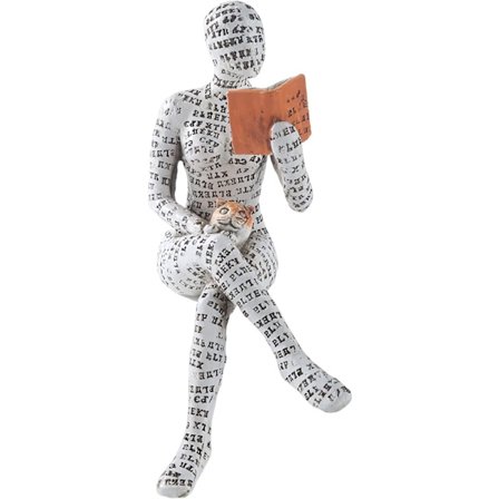 Hemdekoration Pulp Läsande Kvinna Figur Staty Estetisk