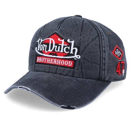 Von Dutch - Nero adjustable Cappellino - Brotherhood Washed Black/Red Adjustable @ Hatstore