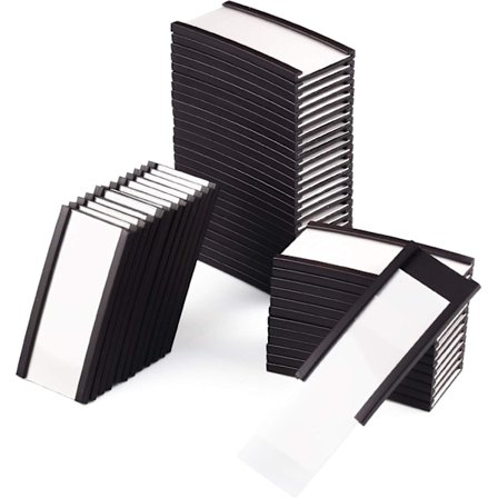 Magnetiske etiketter 50 stk 25MM*50MM Magnetiske etikettklips Magnetisk datakortholder med beskyttelsesfilm for tavle