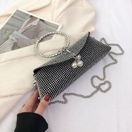 Clutch Bag Kedja Metall Ring Väska SILVER