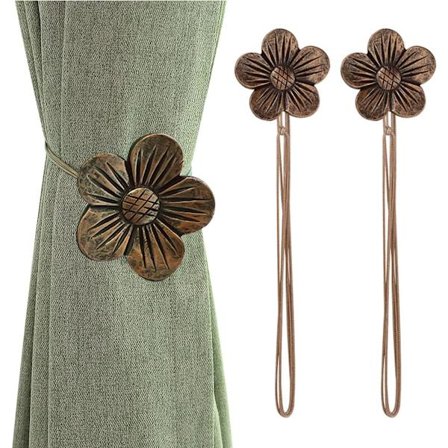 Magneettinen verhotanko, 1 pari vintage-hartsi kukka verho verho pidike ikkuna verho koristeellinen solki pidike kotiin kahvila parveke - Kahvi