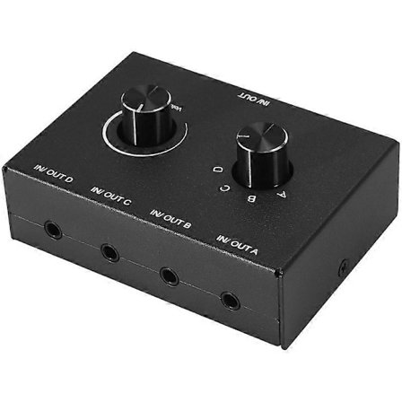 4 Port Audio Switch, 3.5mm Audio Switcher, Stereo AUX Audio Vælger, 4 Input 1 Output/1 Input 4 Output