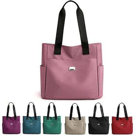 Dame Taske Nylon Skuldertaske Stor Kapacitet Vandtæt Crossbody Håndtaske til Skole Shopping Rejser Arbejde Daglig Brug Rosa Pink