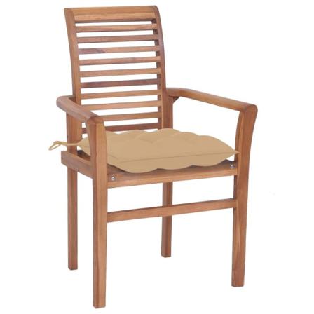 Vidaxl Matstolar 8 St Med Beige Dynor Massiv Teak Beige