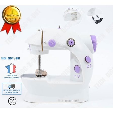 Bærbar symaskine til børn og begyndere - TECH DISCOUNT - Model 202 - Assisteret - Knap - Lav