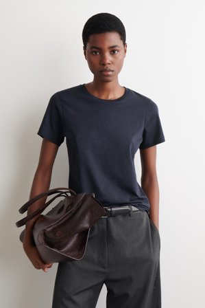 COS Femme T-Shirt Col Rond En Coton in Bleu