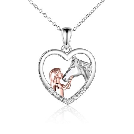 Hestevedhæng Halskæde Sølv Piger Med Hest Gave Til Kvinder Piger