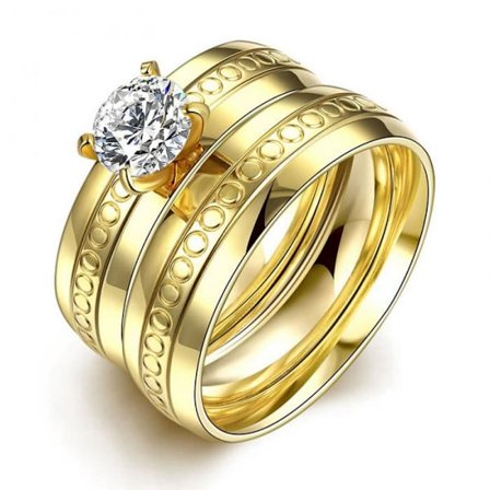 Rostfritt stål ring Förlovningring CZ