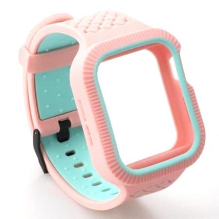 Apple Watch Series 4 40mm To tone silikone Urrem - Lyserød / Cyan Multicolor