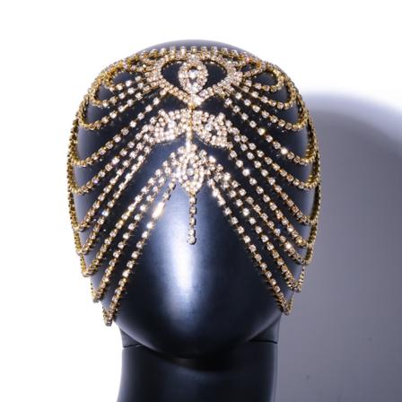 Krystal Hovedkæde Sølv Hat Tiara Fest Rhinestone Bezel Paryk Smykker