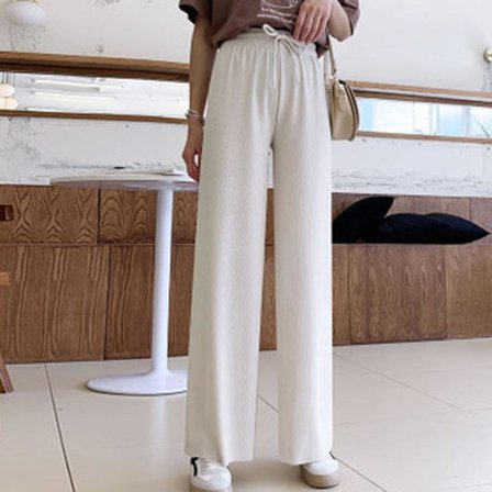 Dam Ice Silks Vida Ben Byxor Lös Elastisk Midja Casual Sommar Långa Byxor