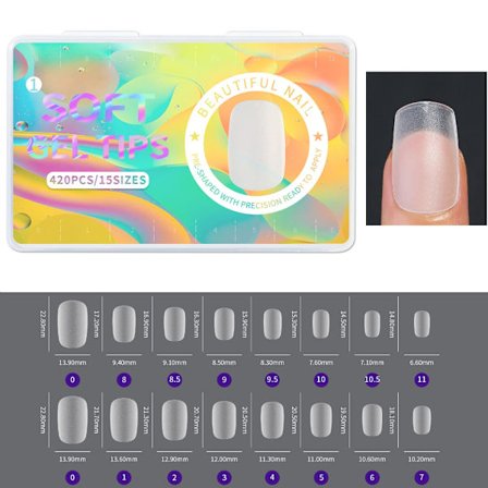 420 stk. Frostede Kunstige Negle Tryk på Negle Kiste Kunstige Negle Fuld Dækning Falske Negletipper til Forlængelse Manicureværktøj