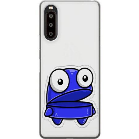 Kompatibel Mobilcover til Sony Sony Xperia 10 II Blå tegneseriefigur med åbent udtryk og store øjne i sjov illustration