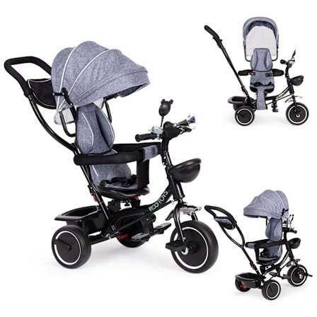 Kolmipyörä pyörivällä istuimella ja katolla