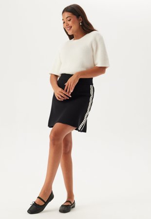 Object Collectors Item - Objrashia Knit Hw Re Short Skirt - Black/Detail: White Thread