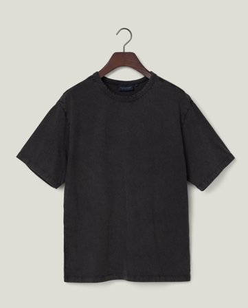 Lexington Heavy Washed T-shirt i økologisk bomuld, vasket sort