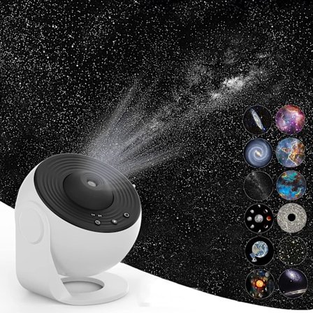 Star Projector 4K Galaxy Night Light med 12 utbytbara skivor 360 graders rotation Realistisk himmelprojektion