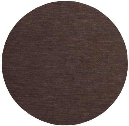 Tapis De Laine Uni Kelim Loom Marron Foncé Rond