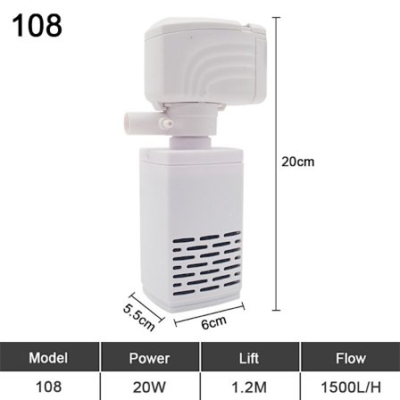 Aquarium Filter Pump Fish Tank Dränkbar Tyst