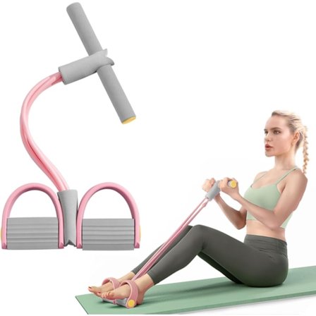 Multifunktionell Spänningsrep Fitness 6-Rörs Pedal Dragare Motståndsband Träningsband - Cerise Rosa