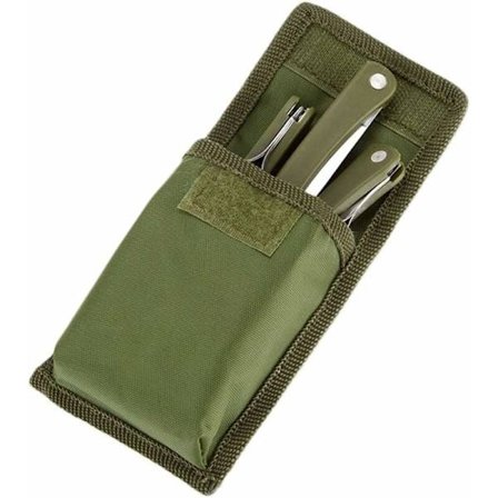 3 stk. - Rustfrit stål sammenklappeligt bestik til camping, picnic, knive, gafler, skeer (Army Green)