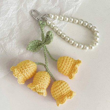 1 Stk Flower Knitted Keychain Nøkkelring Dame Heklet Ullblomst