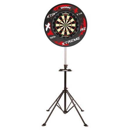 Winmau Dart Stand Xtreme - Adjustable, Portable, 4 Legs, Tray, Metal, Steel, Black/Red, Home/Game Room