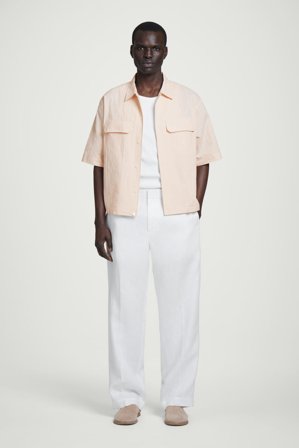 COS Men's Relaxed Flap-Pocket Utility Shirt in Orange