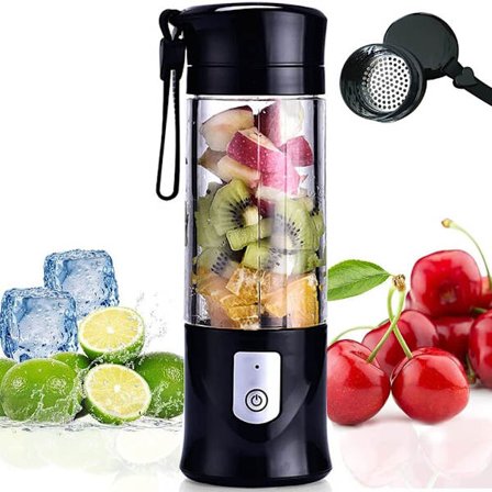Bärbar Fruktmixer, Mini USB-mixer för Smoothie, Milkshake, Fruktjuice, Bärbar Mixer 350-420ml 6 Blad för Sport och Resor, BPA-fri