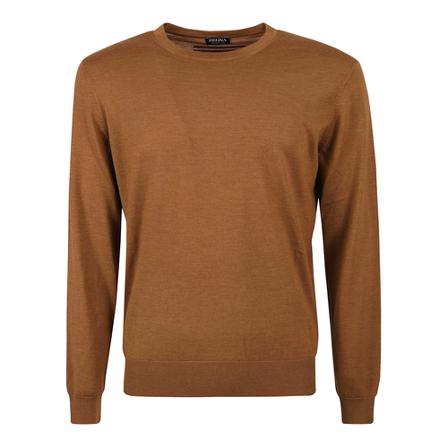 Z Zegna, Round-neck Knitwear Bruin, Heren, Maat:M