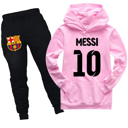 MESSI CR7 Ronaldo Drenge Træningsdragt Fodbold Hættetrøje Sweatshirt Top + Bukser Outfit