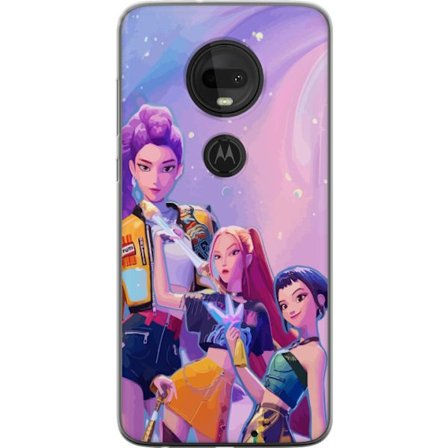 Kompatibelt Mobildeksel til Motorola Moto G7 Futuristiske popdamer i neonfarger med magiske detaljer mot en drømmeaktig galaksebakgrunn