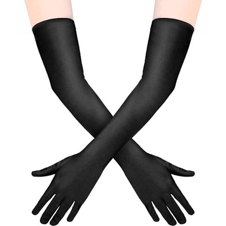 Lange handsker, satinhansker, elastiske albuelange handsker, lange handsker til kvinder, velegnet til kjole, middage, opera, brudefester