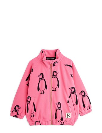 Mini Rodini Penguin Aop Fleece Jacket - Pink - 92/98