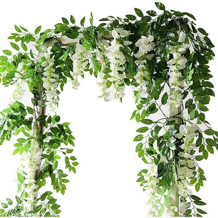 2 stk Kunstig Wisteria Vinstokk Girlander Planter Blomster Kunst For Seremoni Hjem Bryllupsdekorasjon