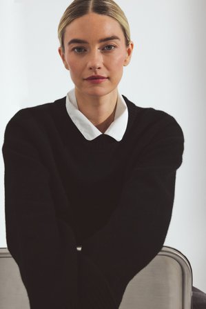 Premium Selection Stickad tröja i ull - Premiumkvalitet - Svart - S (EU 34-36)